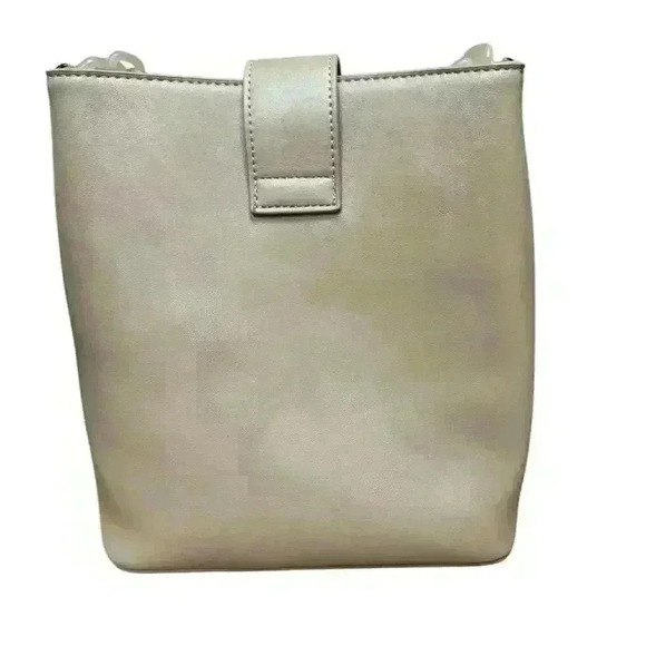 Fashionable Chain Handle Shoulder Bag Elegant Solid Color Leather Bucket Purse - Picture 14 of 16